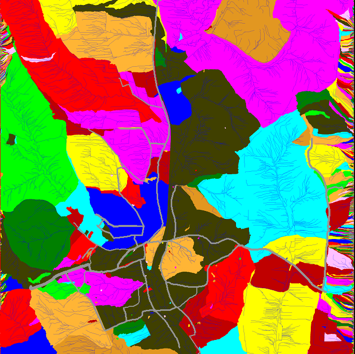 Farbige, geologische Karte mit verschiedenen Flächen und Linien, die die Vielfalt des Terrains zeigen.
